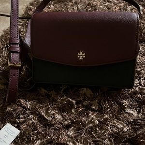 NWT burgundy and black Tory Burch crossbody